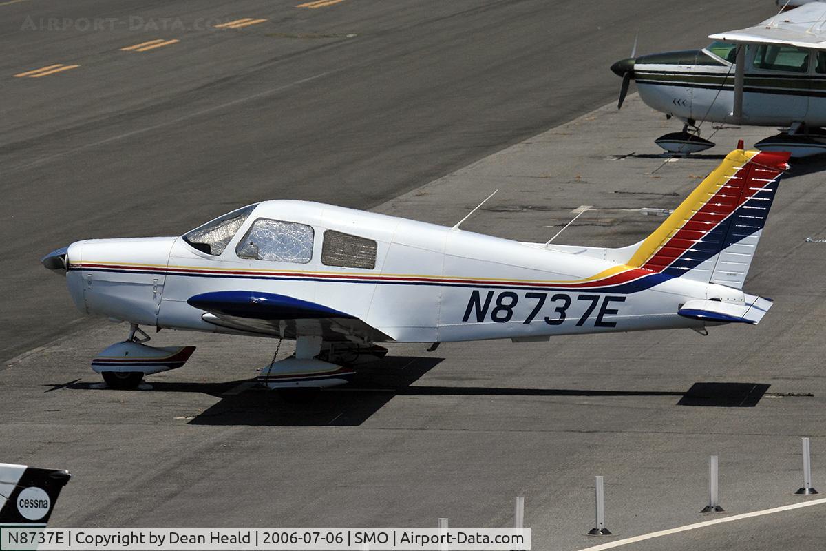 N8737E, 1976 Piper PA-28-140 Cherokee Cruiser C/N 28-7625152, 1976 Piper PA-28-140 Cherokee 140 N8737E parked on the ramp at Santa Monica Municipal Airport (KSMO) - Santa Monica, California.