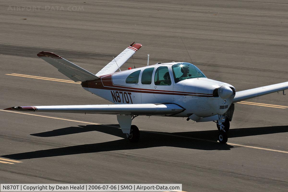N870T, 1962 Beech P35 Bonanza C/N D-7011, 1962 Beechcraft P35 N870T taxiing to RWY 21 at Santa Monica Municipal Airport (KSMO) - Santa Monica, California.