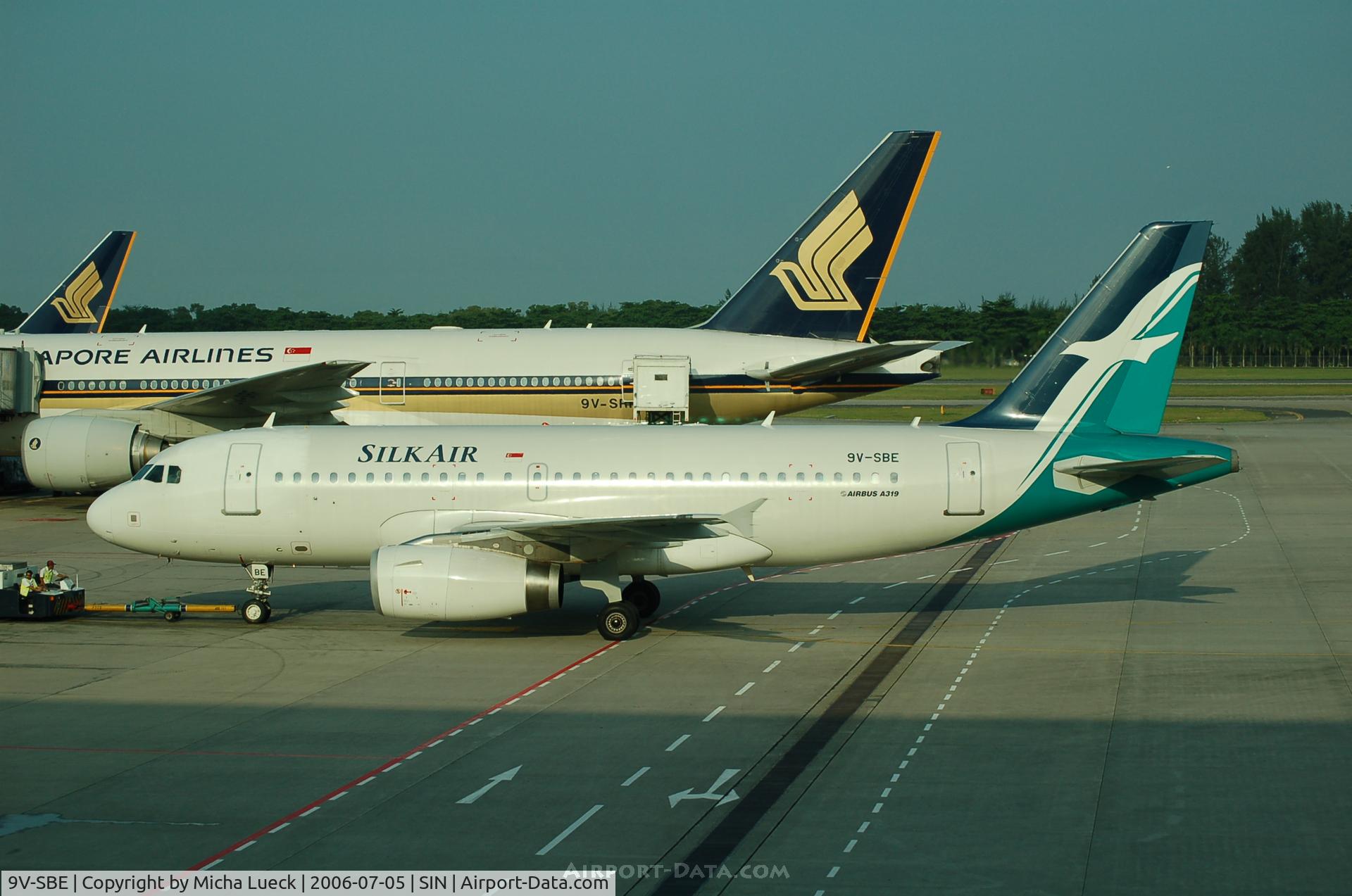 9V-SBE, 2005 Airbus A319-132 C/N 2568, Push-back in Singapore