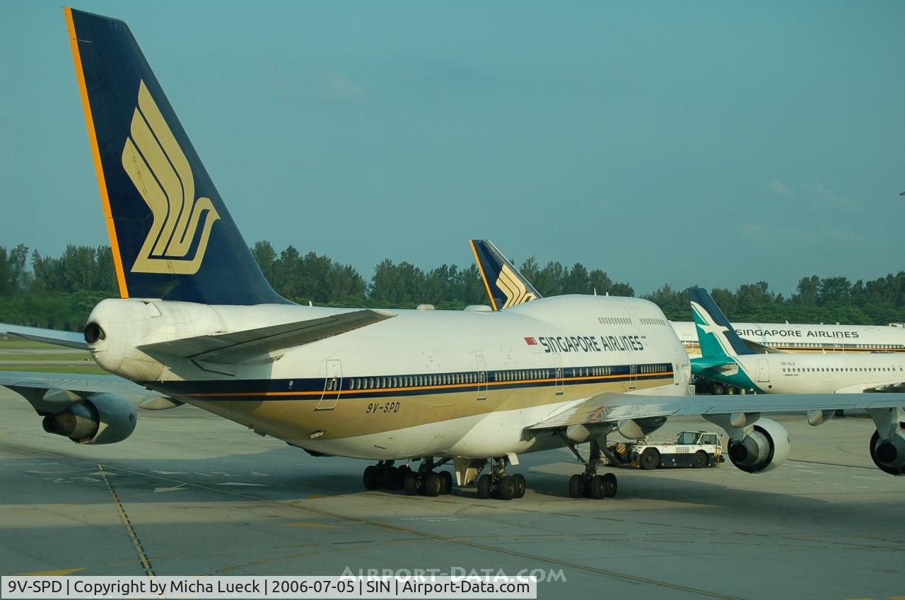 9V-SPD, Boeing 747-412 C/N 26552, Push-back in Singapore