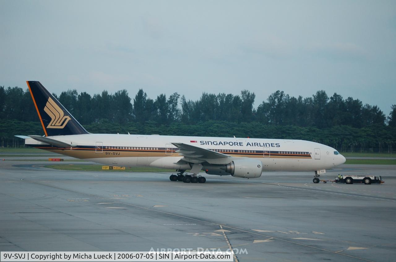 9V-SVJ, 2002 Boeing 777-212/ER C/N 32335, Push-back in Singapore