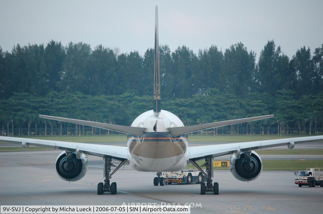 9V-SVJ, 2002 Boeing 777-212/ER C/N 32335, Push-back in Singapore