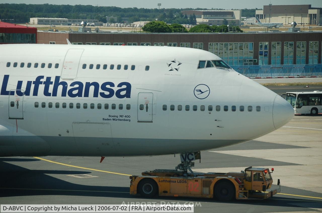 D-ABVC, 1989 Boeing 747-430 C/N 24288, D-ABVC being towed to the gate