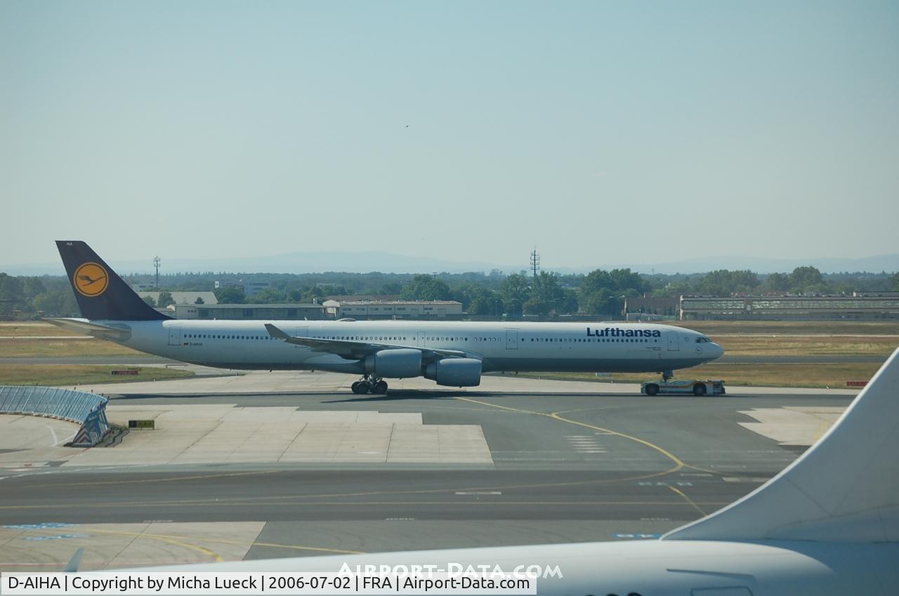 D-AIHA, 2003 Airbus A340-642 C/N 482, Being towed to the maintenance hangar