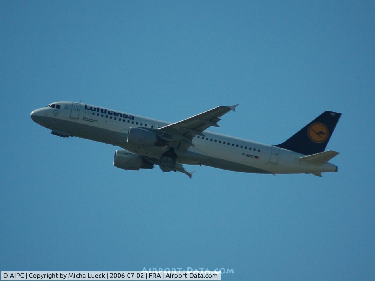 D-AIPC, 1989 Airbus A320-211 C/N 0071, Climbing out of Frankfurt