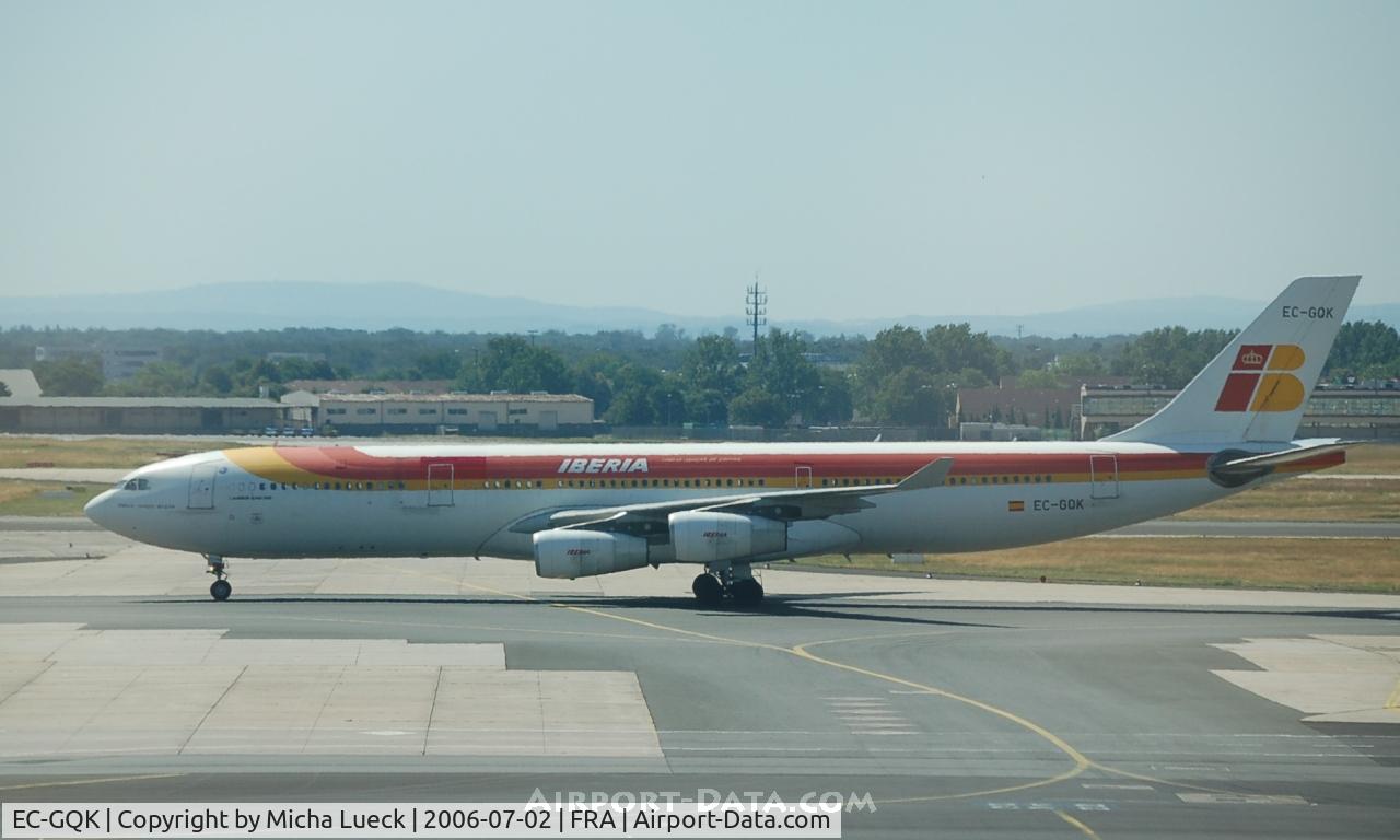 EC-GQK, 1997 Airbus A340-313 C/N 197, Iberia's A340 at Frankfurt