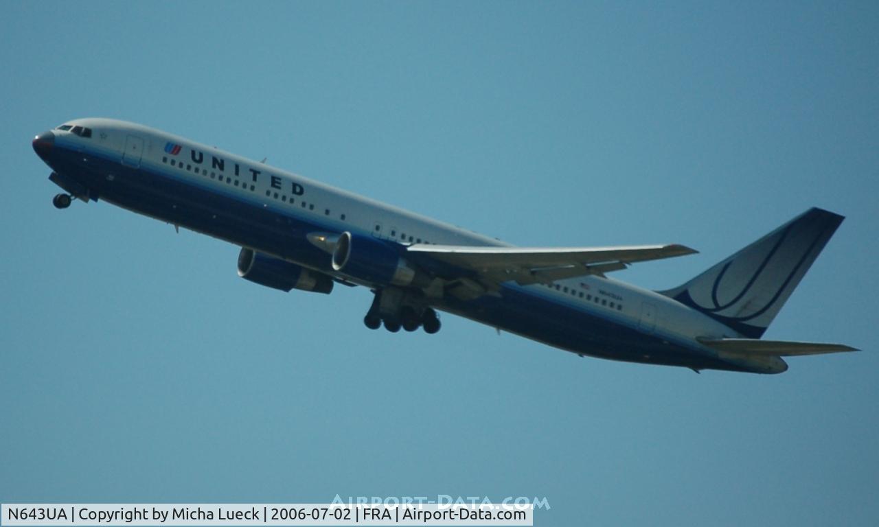 N643UA, 1991 Boeing 767-322/ER C/N 25093, Climbing out of Frankfurt