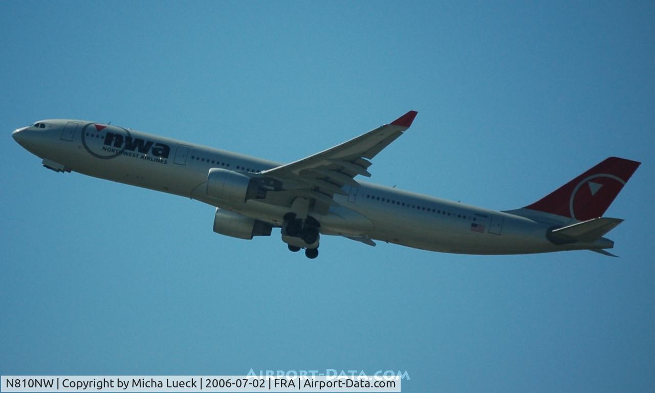 N810NW, 2005 Airbus A330-323 C/N 0674, Climbing out of Frankfurt