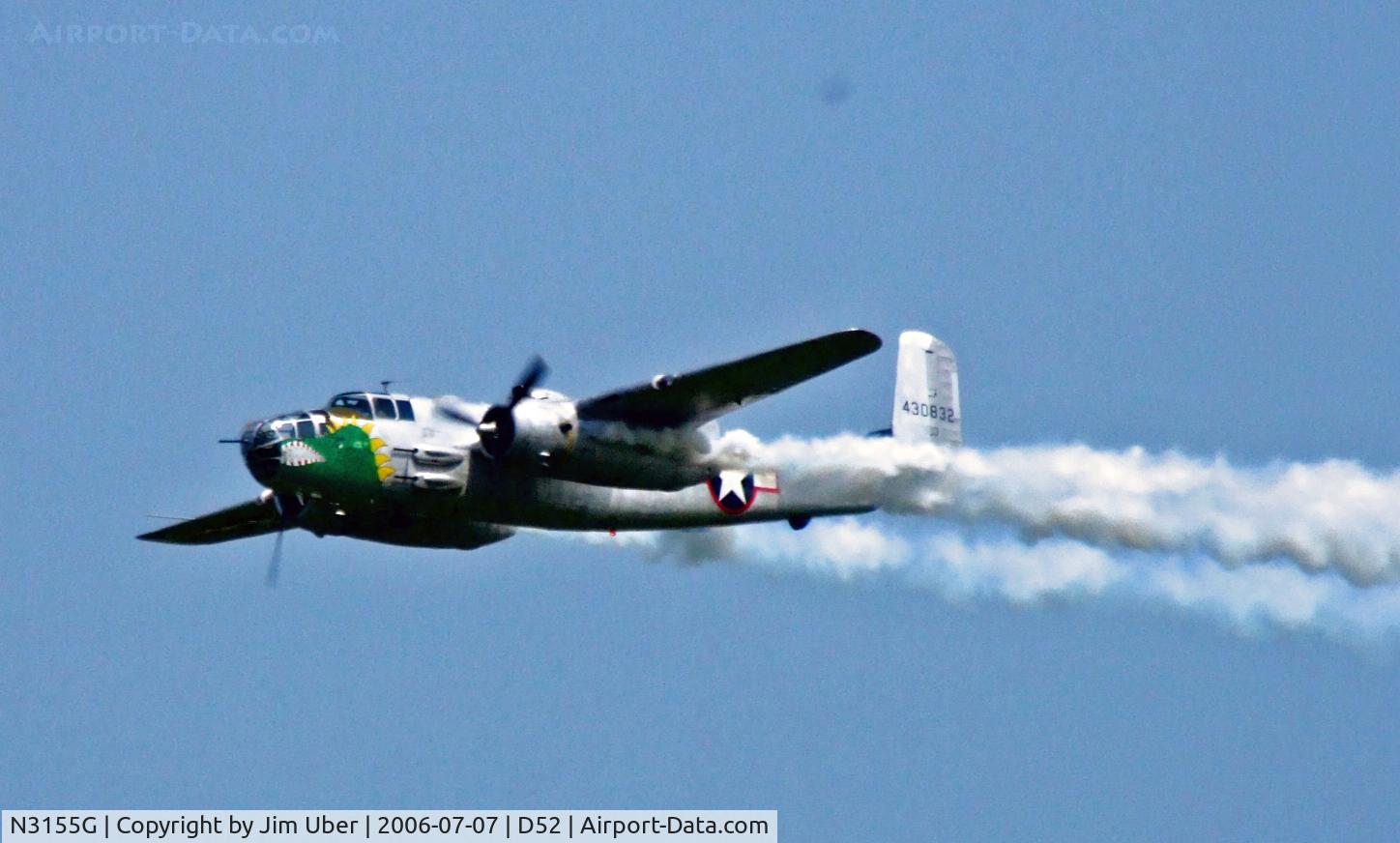 N3155G, North American TB-25N Mitchell C/N 108-34107, Arrival pass at Geneseo show