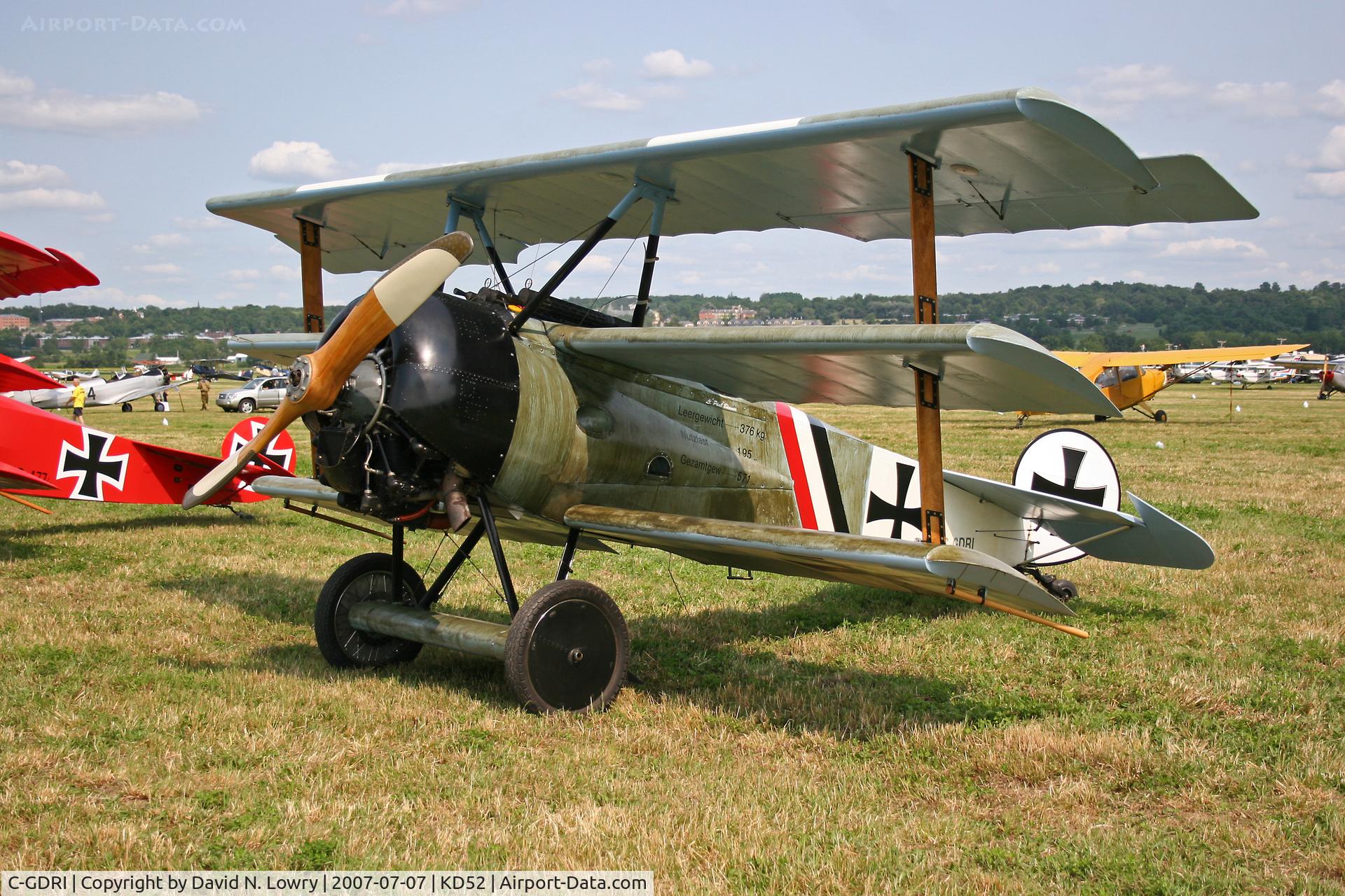 C-GDRI, 1995 Fokker Dr.1 Triplane Replica C/N AM-1, C-GDRI at KD52 airshow in 2007.