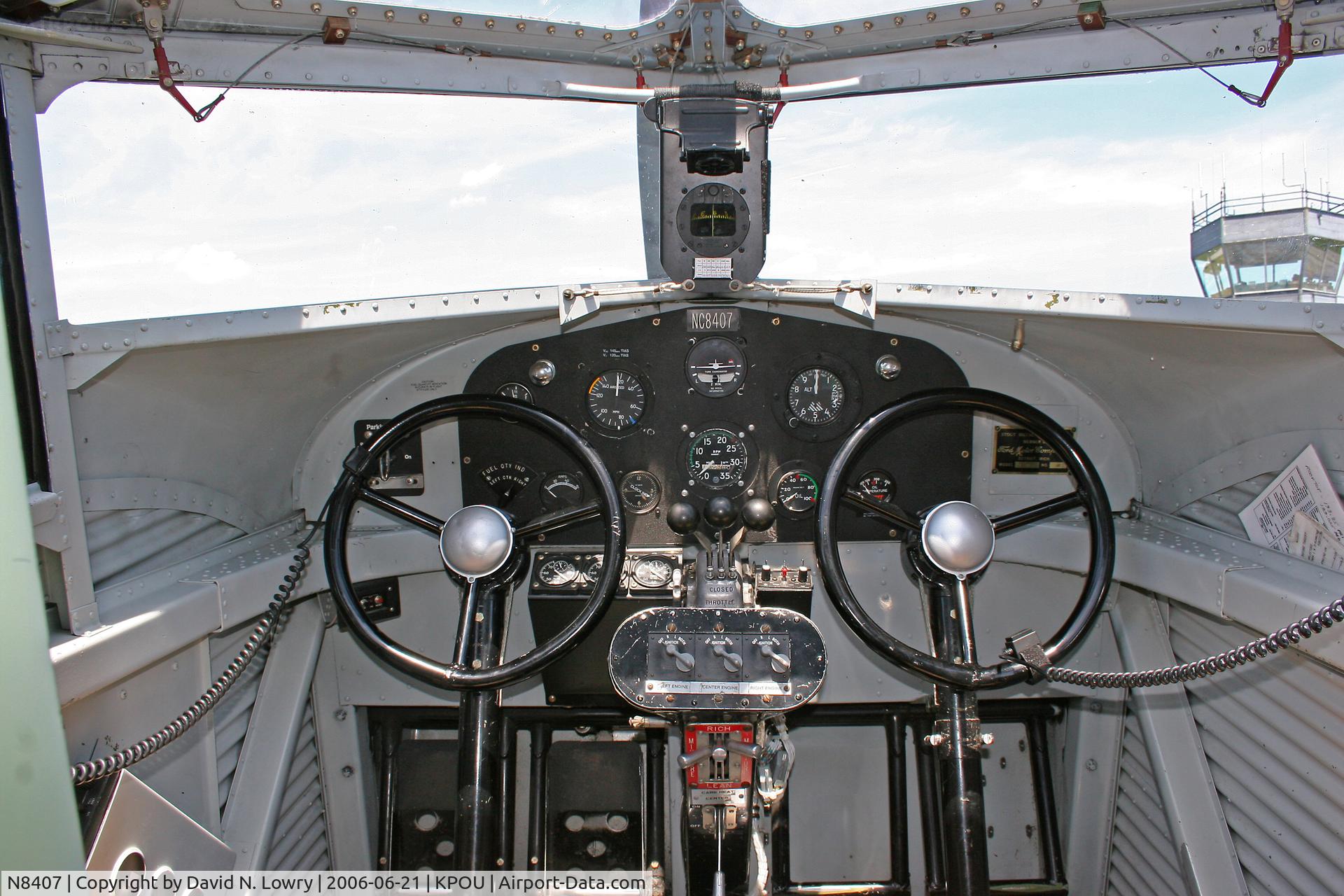 N8407, 1929 Ford 4-AT-E Tri-Motor C/N 69, In side the cockpit of N8407.