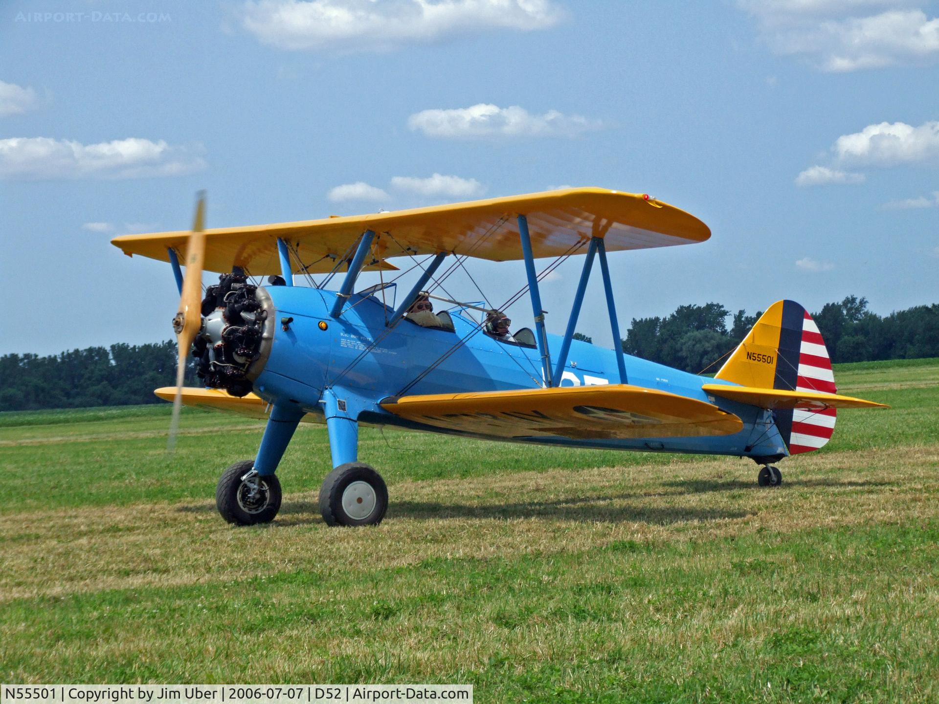 N55501, 1943 Boeing A75N1(PT17) C/N 75-4740, Taxiing back at the Geneseo show
