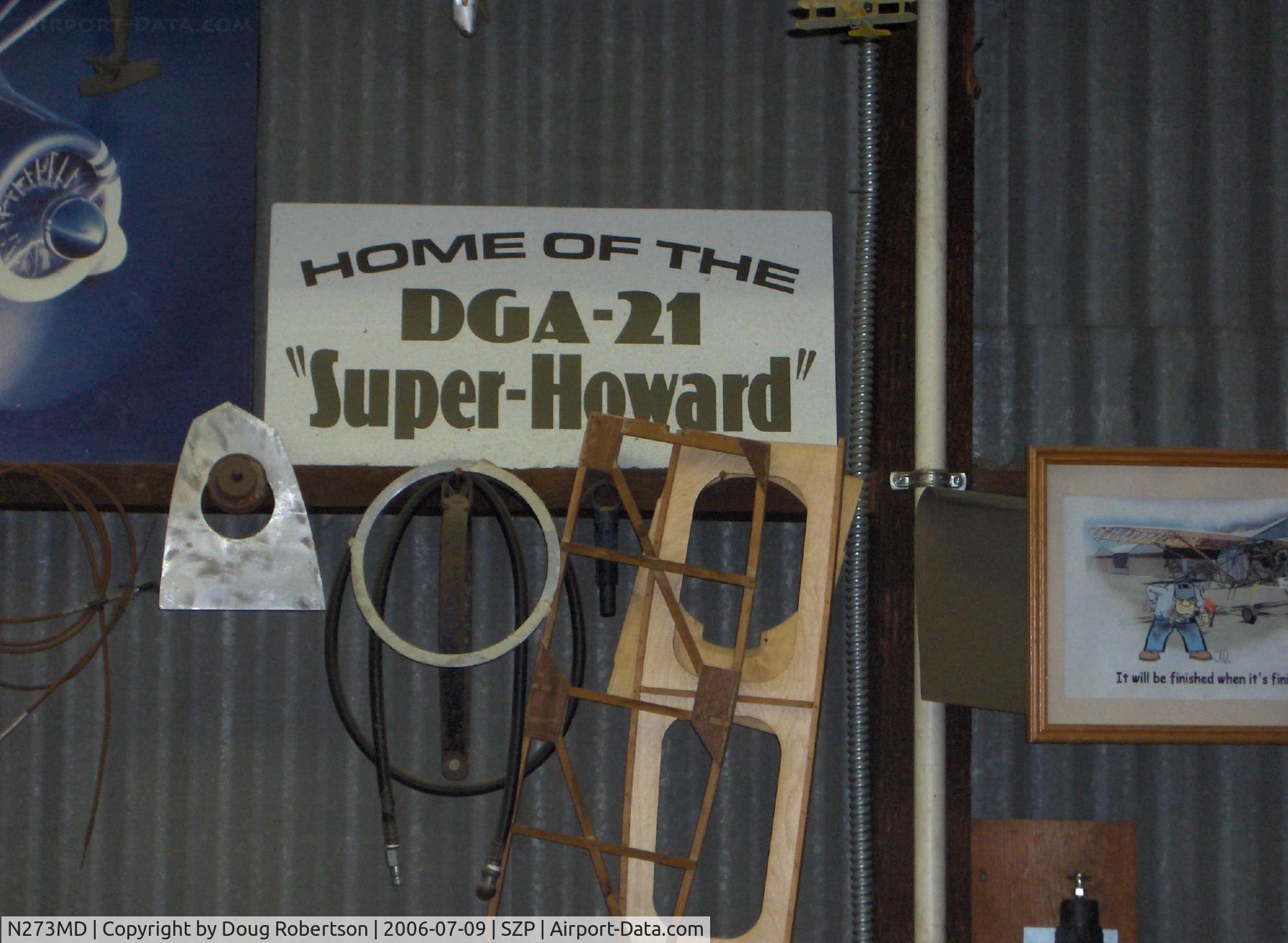 N273MD, 2008 Dickenson Howard DGA-21 (Replicate) C/N 001, Dickenson Howard DGA-21 Hangar Sign (DGA-6 + DGA-15=DGA-21)