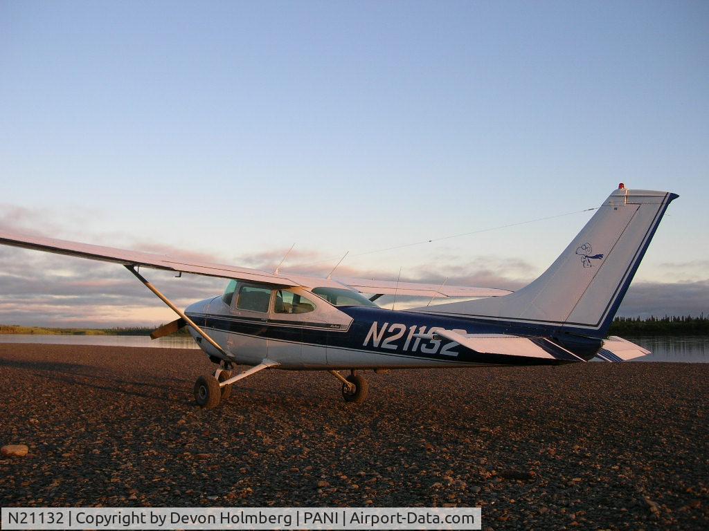 N21132, 1972 Cessna 182P Skylane C/N 18261437, N21132 on a Kuskokwim River gravel bar near Aniak, Alaska (PANI)