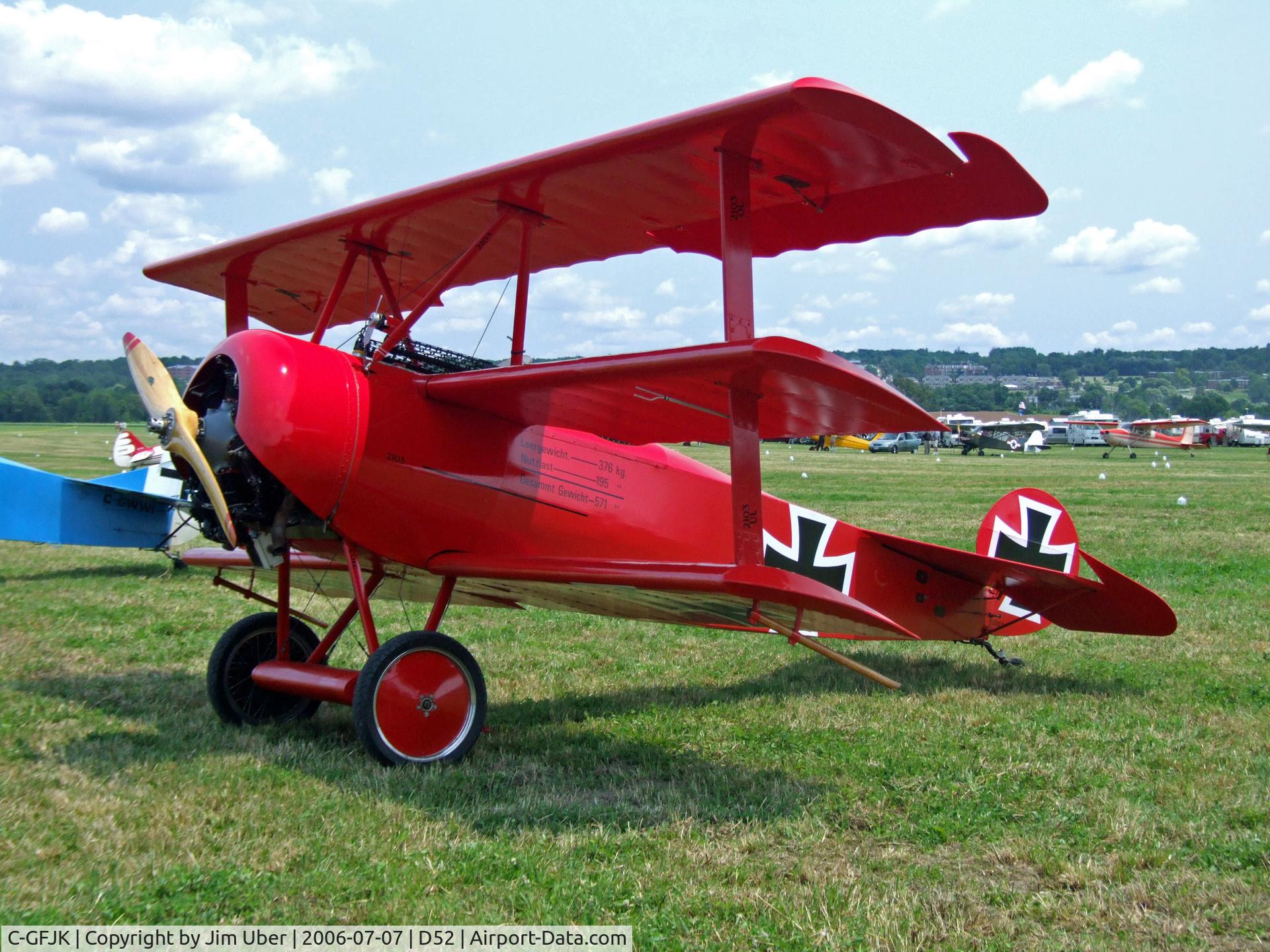 C-GFJK, 1981 Fokker Dr.1 Triplane Replica C/N 102/17, at the Geneseo show