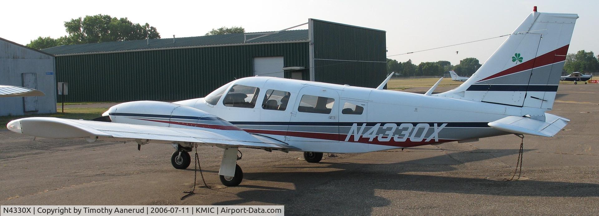 N4330X, 1975 Piper PA-34-200T C/N 34-7670021, Parked in the Crystal Shamrock ramp area