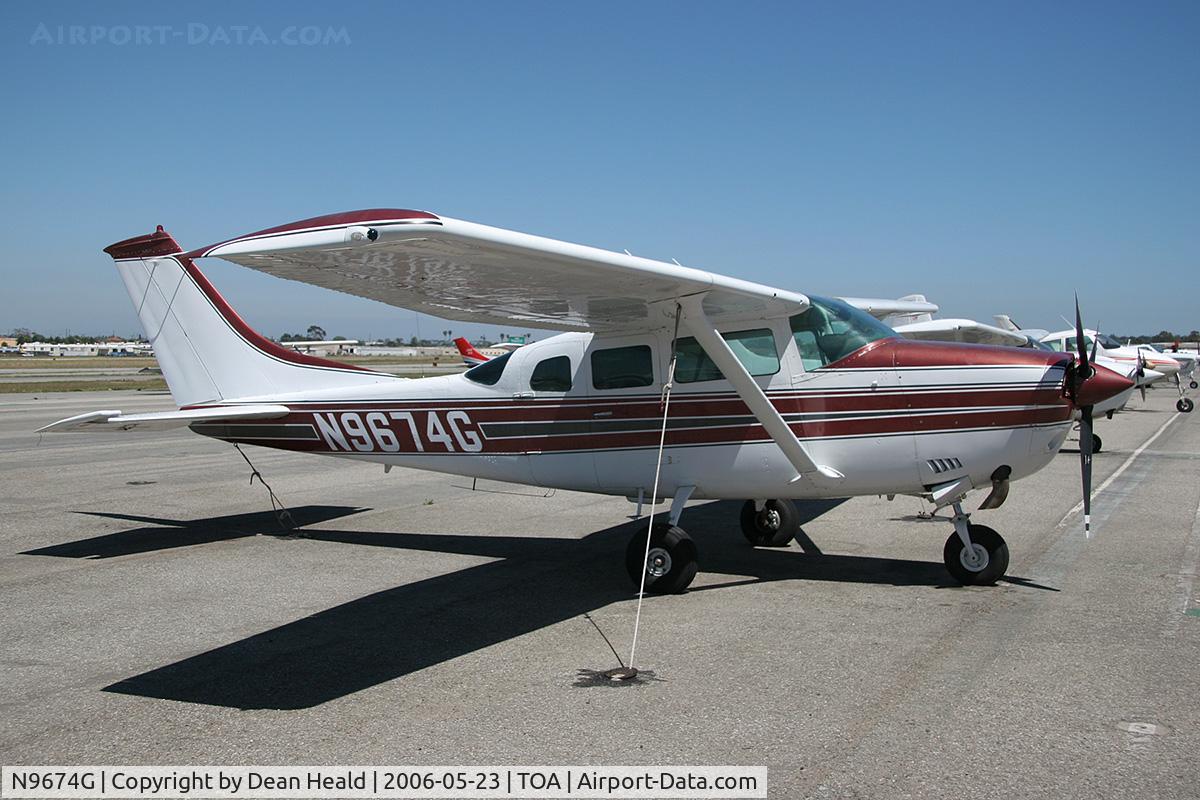 N9674G, 1972 Cessna TU206F Turbo Stationair C/N U20601874, 1972 Cessna TU206F N9674G parked on the ramp at Torrance Municipal Airport (KTOA) - Torrance, California.
