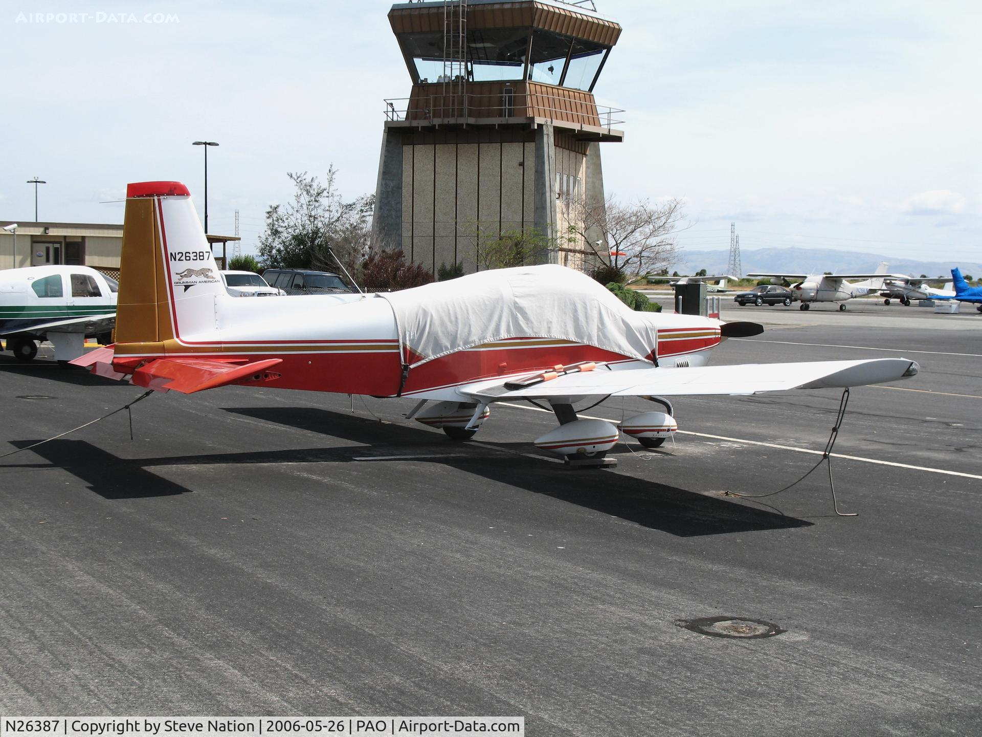 N26387, 1978 Grumman American AA-5A Cheetah C/N AA5A0555, KBC Aviation 1978 Grumman American AA-5A with cockpit cover @ Palo Alto Municipal Airport, CA