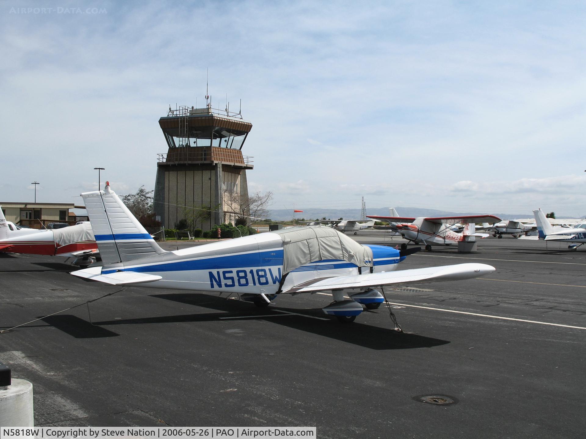 N5818W, 1964 Piper PA-28-150 Cherokee C/N 28-1993, 1964 Piper PA-28-150 with cockpit cover @ Palo Alto Municipal Airport, CA