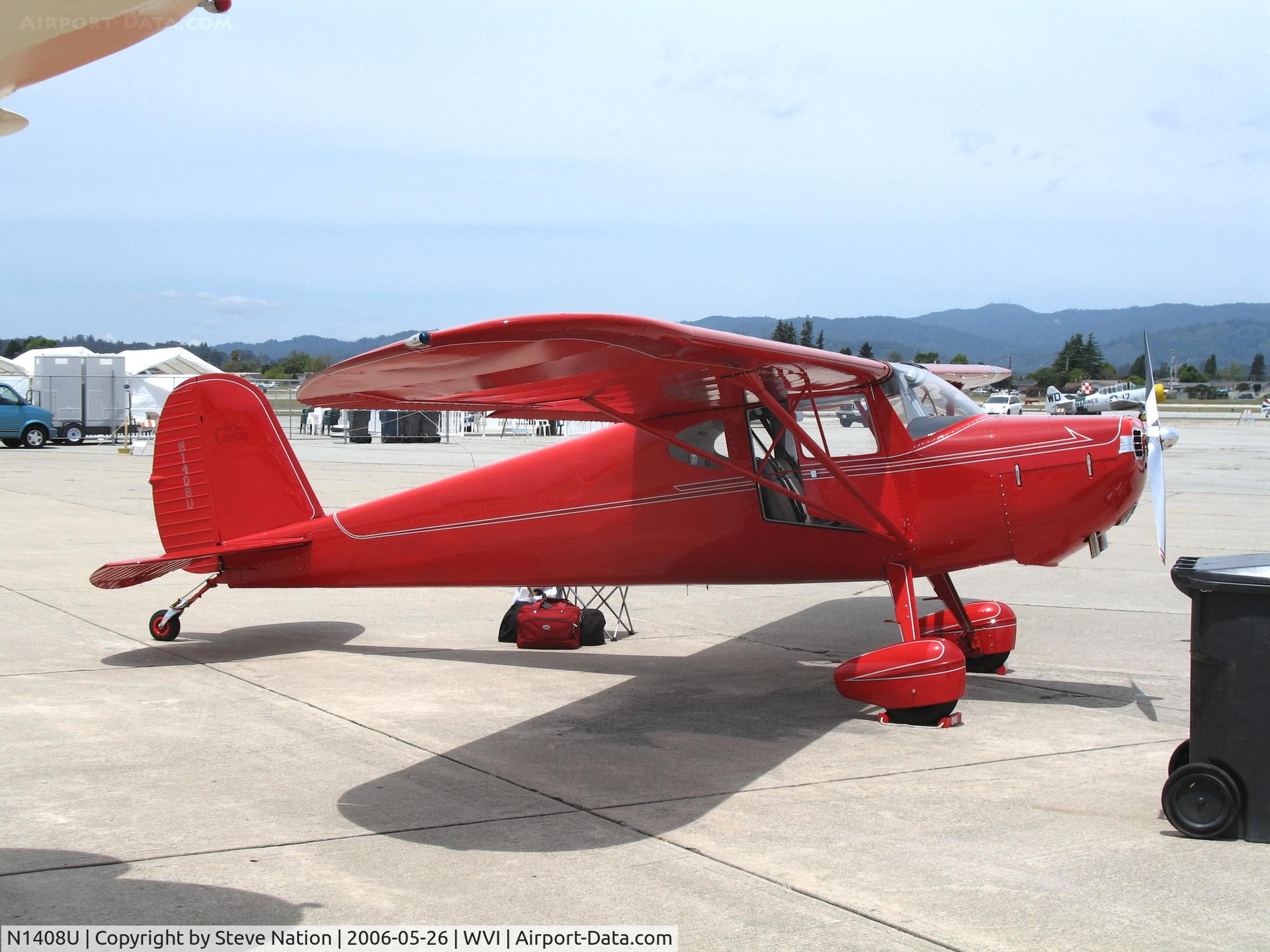 N1408U, 1948 Cessna 140 C/N 14989, Bright red Aerolink LLC 1940 Cessna 140 @ Watsonville Municipal Airport, CA