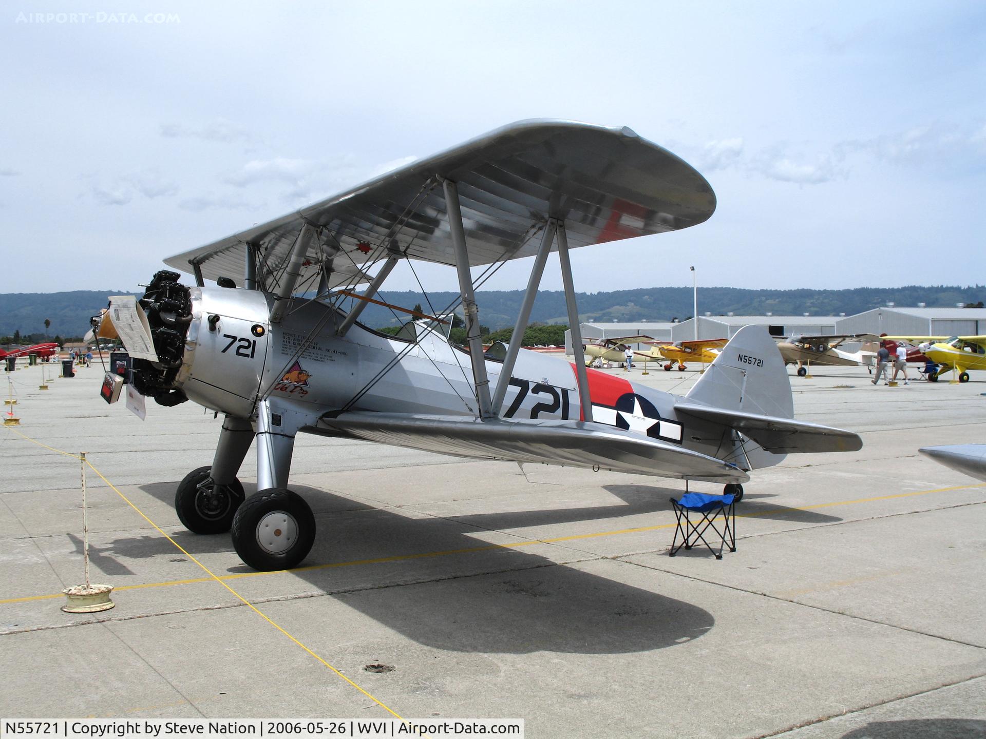 N55721, 1941 Boeing A75 C/N 75-866, 1941 Boeing PT-17 (Hemet Field/USAAC 41-806) as 