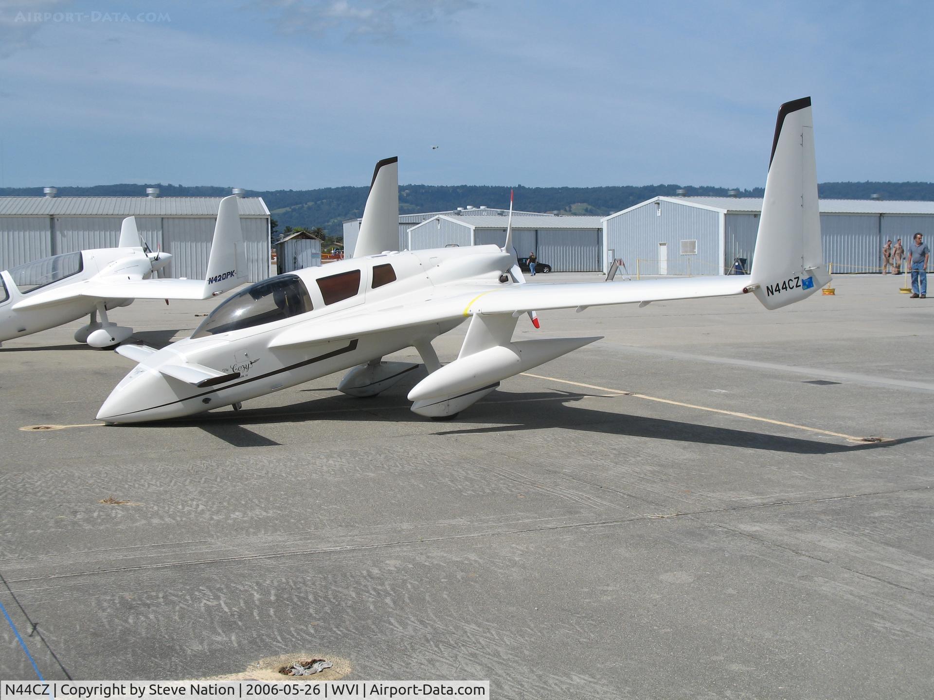 N44CZ, 1988 Co-Z Cozy Mark IV C/N 1 (N44CZ), 1988 Cozy Mark IV homebuilt kneeling @ Watsonville Municipal Airport, CA