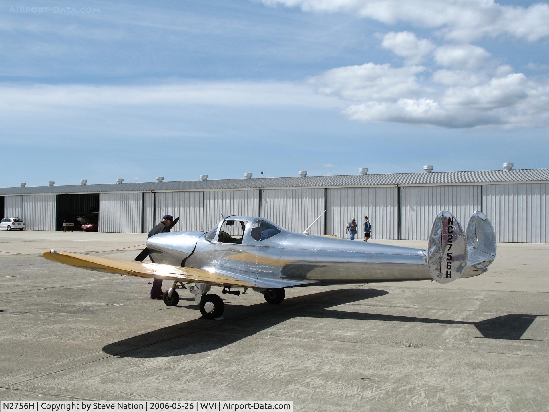 N2756H, 1946 Erco 415C Ercoupe C/N 3381, all silver 1946 Engineering & DEsign 415C as NC2756H @ Watsonville Municipal Airport, CA