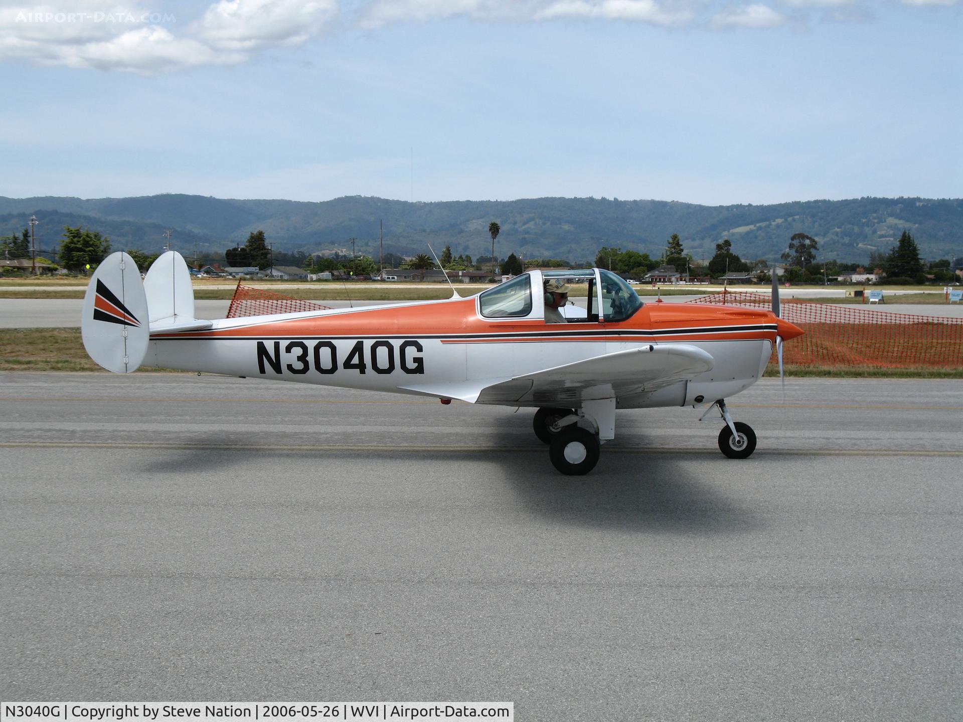 N3040G, 1961 Forney F-1A Aircoupe C/N 5740, 1961 Aircoupe F-1A taxying @ Watsonville Municipal Airport, CA
