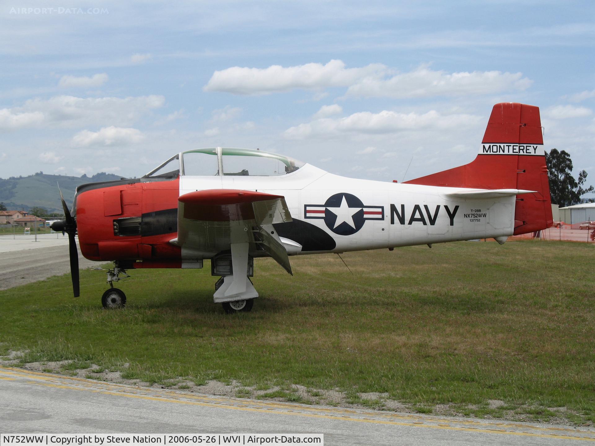 N752WW, 1954 North American T-28B Trojan C/N 200-115, 1954 North American T-28B (NX752WW) as (NAF) Monterey hack (BuAer 137752) @ Watsonville Municipal Airport, CA