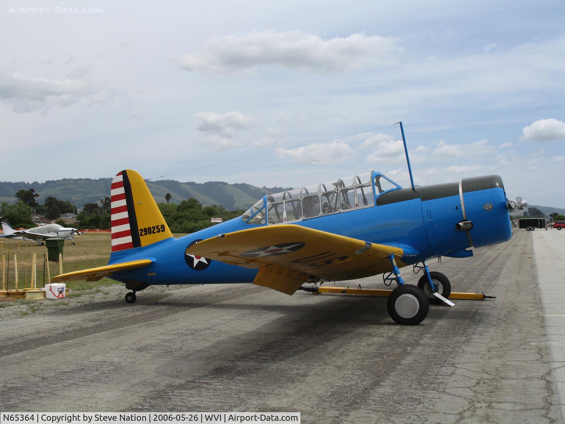 N65364, 1945 Convair BT-15 C/N 791216, Convair BT-15 in USAAC blue/yellow cs as 42-90259 @ Watsonville Municipal Airport, CA