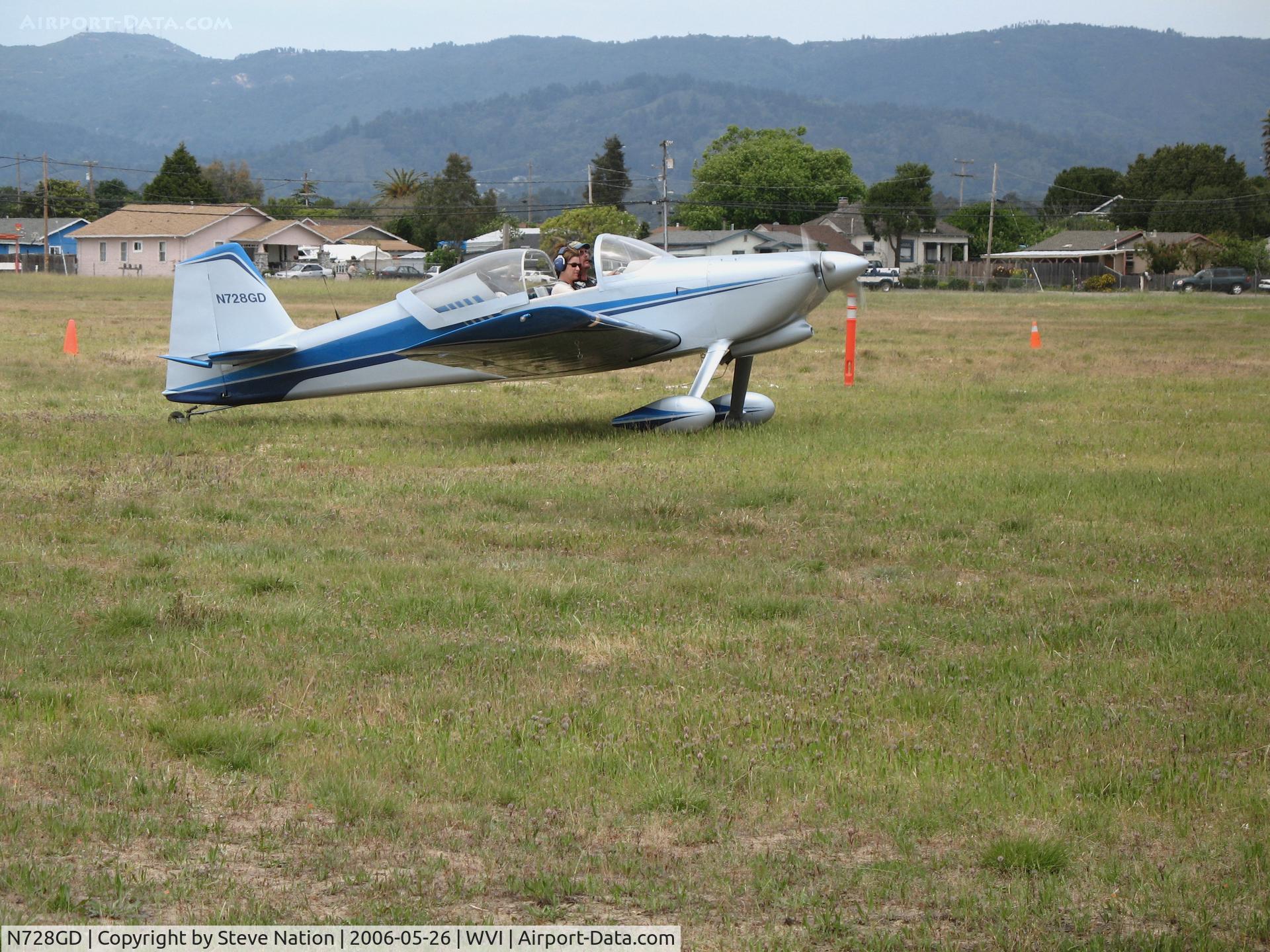 N728GD, Vans RV-6 C/N 23442, Newly completed Olson VANS RV-6 taxying across grass @ Watsonville Municipal Airport, CA