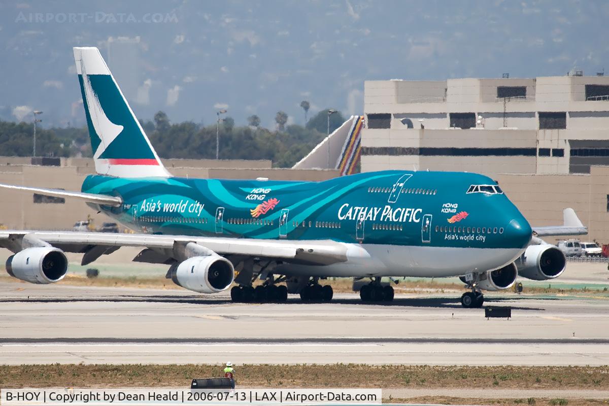 B-HOY, 1991 Boeing 747-467 C/N 25351, Cathay Pacific B-HOY taxiing to takeoff.