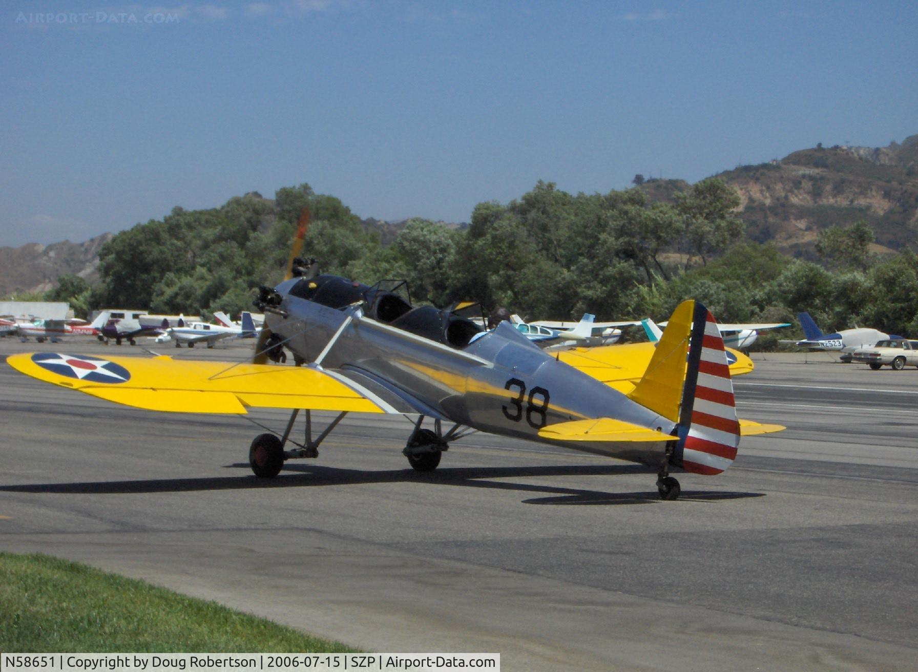 N58651, 1941 Ryan PT-22 Recruit (ST3KR) C/N 1426, 1941 Ryan Aeronautical ST-3KR as PT-22, Kinner R5 160 Hp, taxi to Runway 22