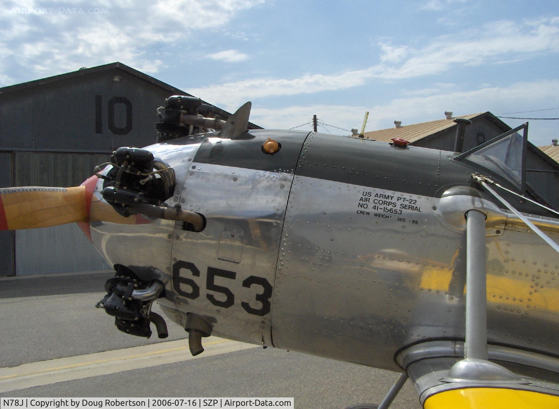 N78J, 1942 Ryan Aeronautical ST3KR C/N 1682, 1942 Ryan Aeronautical ST-3KR as PT-22, Kinner R5 160 Hp, data stencil
