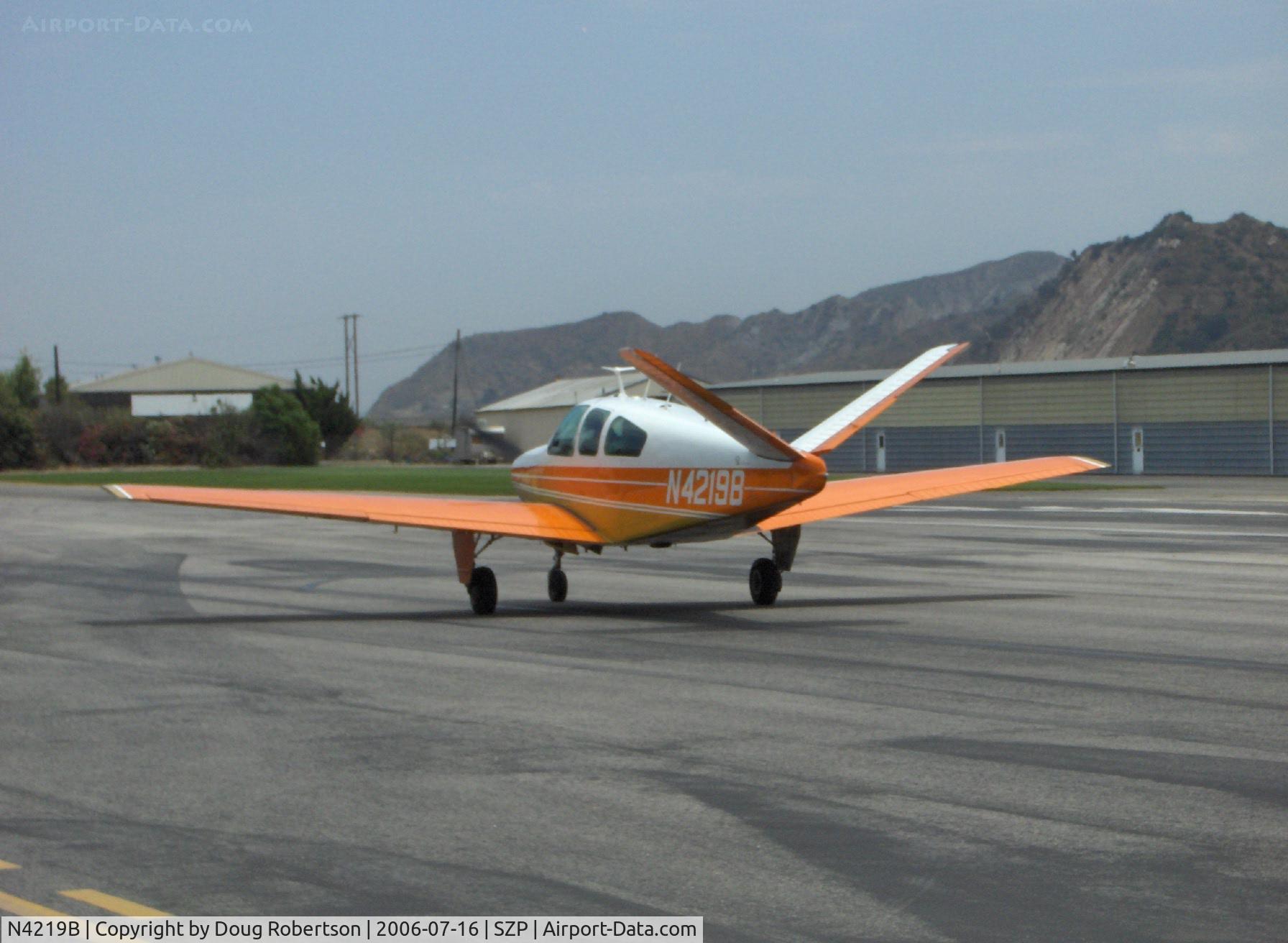 N4219B, 1955 Beech F35 Bonanza C/N D-4180, 1955 Beech F35 BONANZA, Continental E225-8 225 Hp, taxi to Runway 22