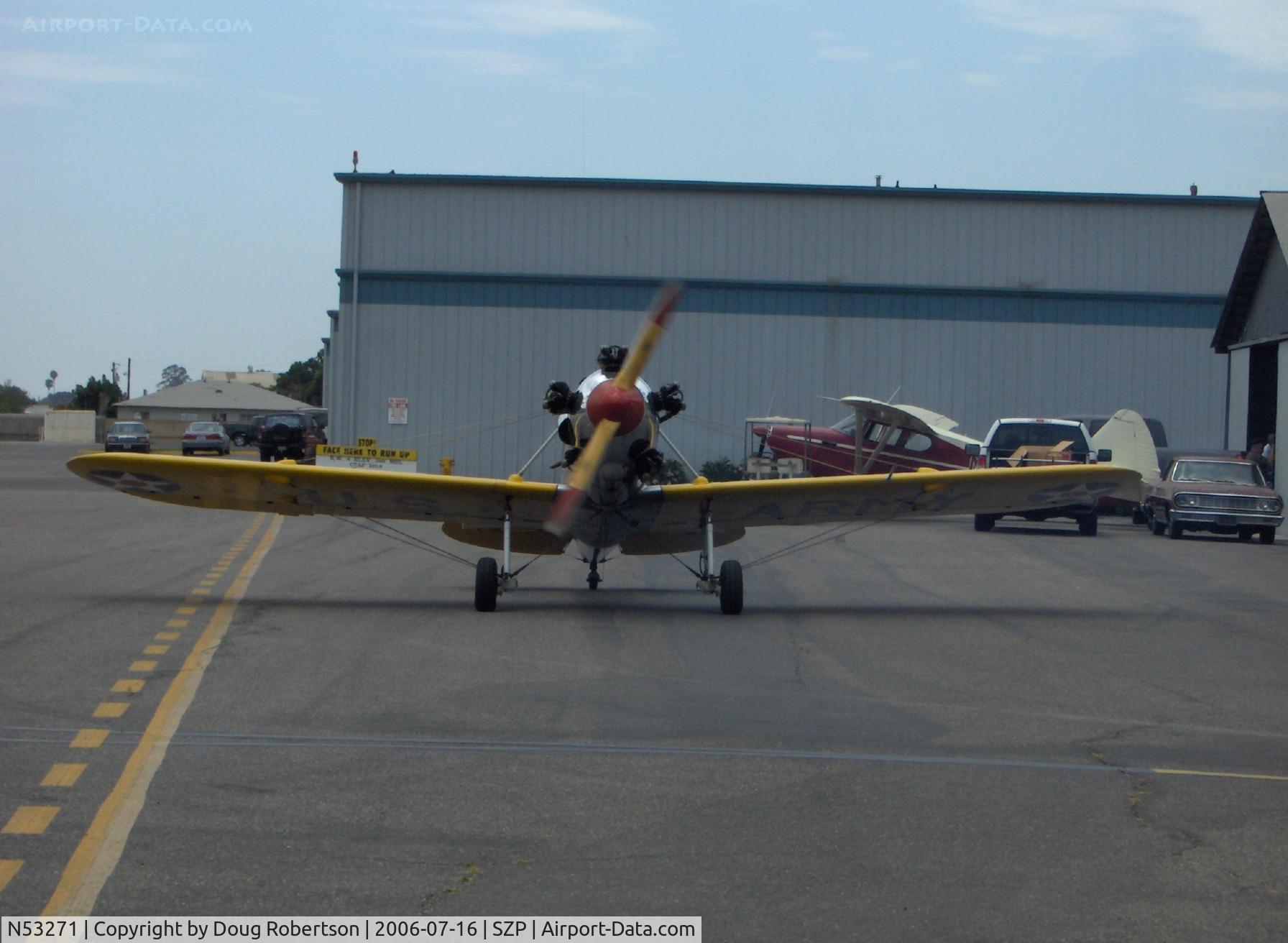 N53271, 1941 Ryan Aeronautical ST3KR C/N 1625, Ryan Aeronautical ST-3KR as PT-22, Kinner R5-540-1 160 Hp, engine start after hand propping
