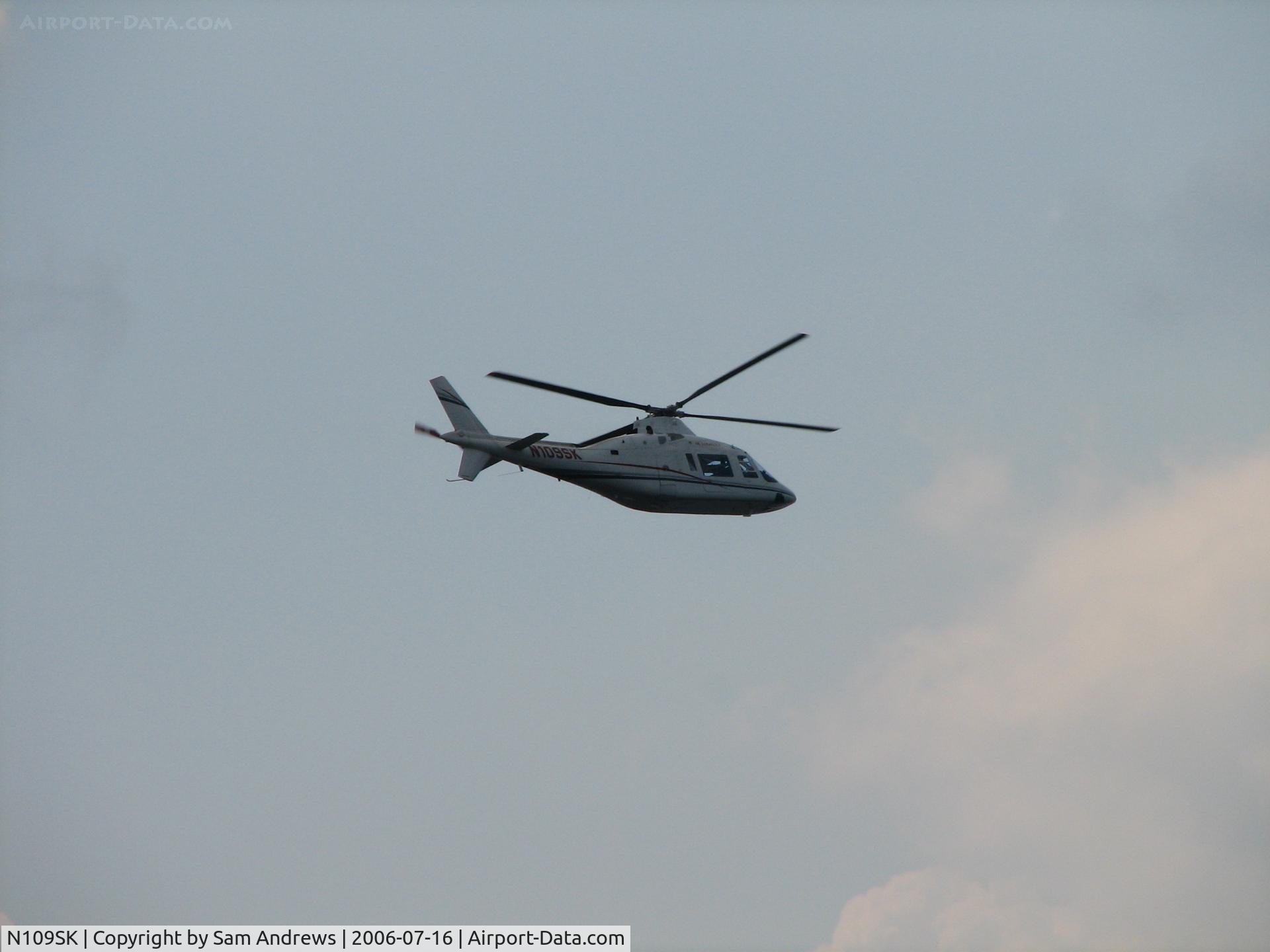 N109SK, 1977 Agusta A-109 C/N 7130, Flying over the house in J-ville.  They were flying down the river through Navy Jax Class D.  Made me a bit mad.... I was jealous.