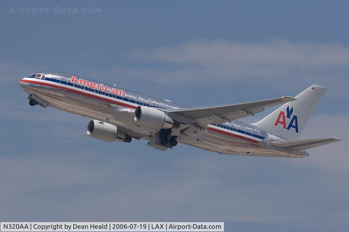 N320AA, 1985 Boeing 767-223 C/N 22321, American Airlines N320AA (FLT AAL32) climbing out from RWY 25R enroute to John F Kennedy Int'l (KJFK).