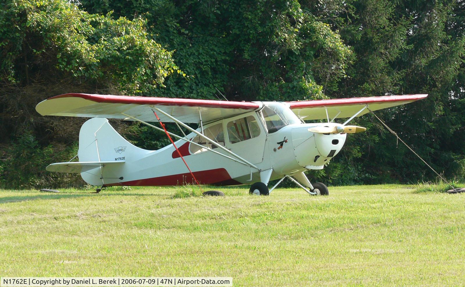 N1762E, 1946 Aeronca 7AC Champion C/N 7AC-5329, This lovely little 1946 Aeronca Champ was sitting near the road at Central Jersey Regional Airport. Note the wooden propeller. What a gem!