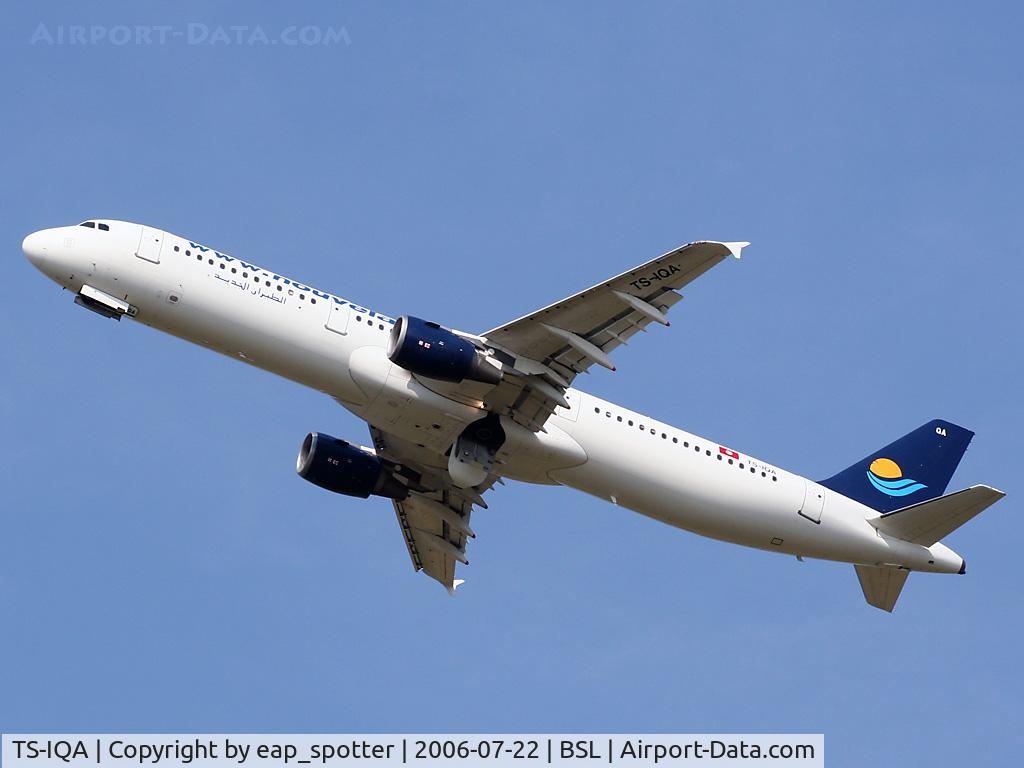 TS-IQA, 1999 Airbus A321-211 C/N 970, Departing outbound to Monastir as BJ3073