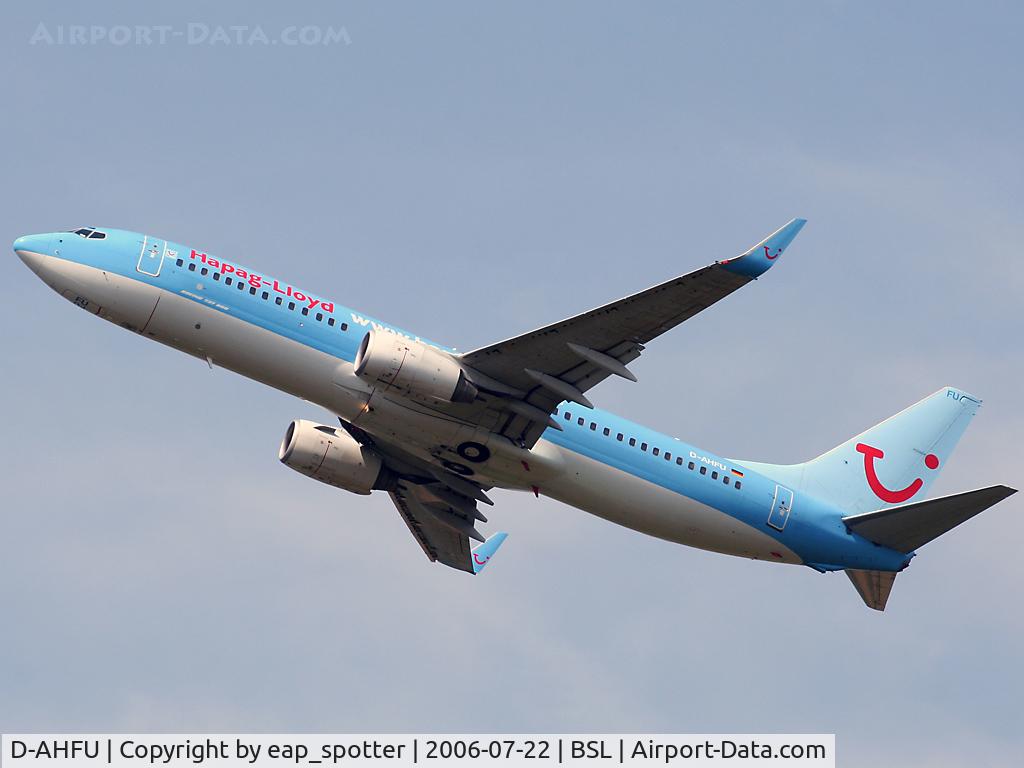 D-AHFU, 2000 Boeing 737-8K5 C/N 30414, Outbound for Rhodos as Hapag Lloyd HLF 6931