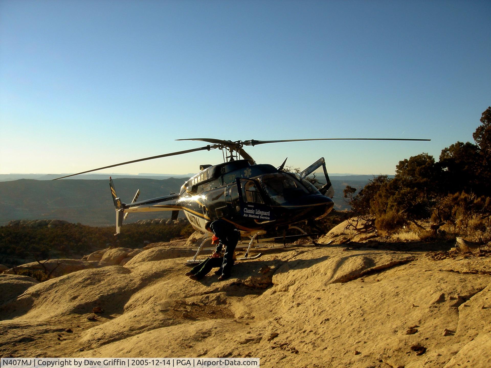 N407MJ, 1996 Bell 407 C/N 53079, Landed for a rescue on the Kaiparowits Plateau, UT