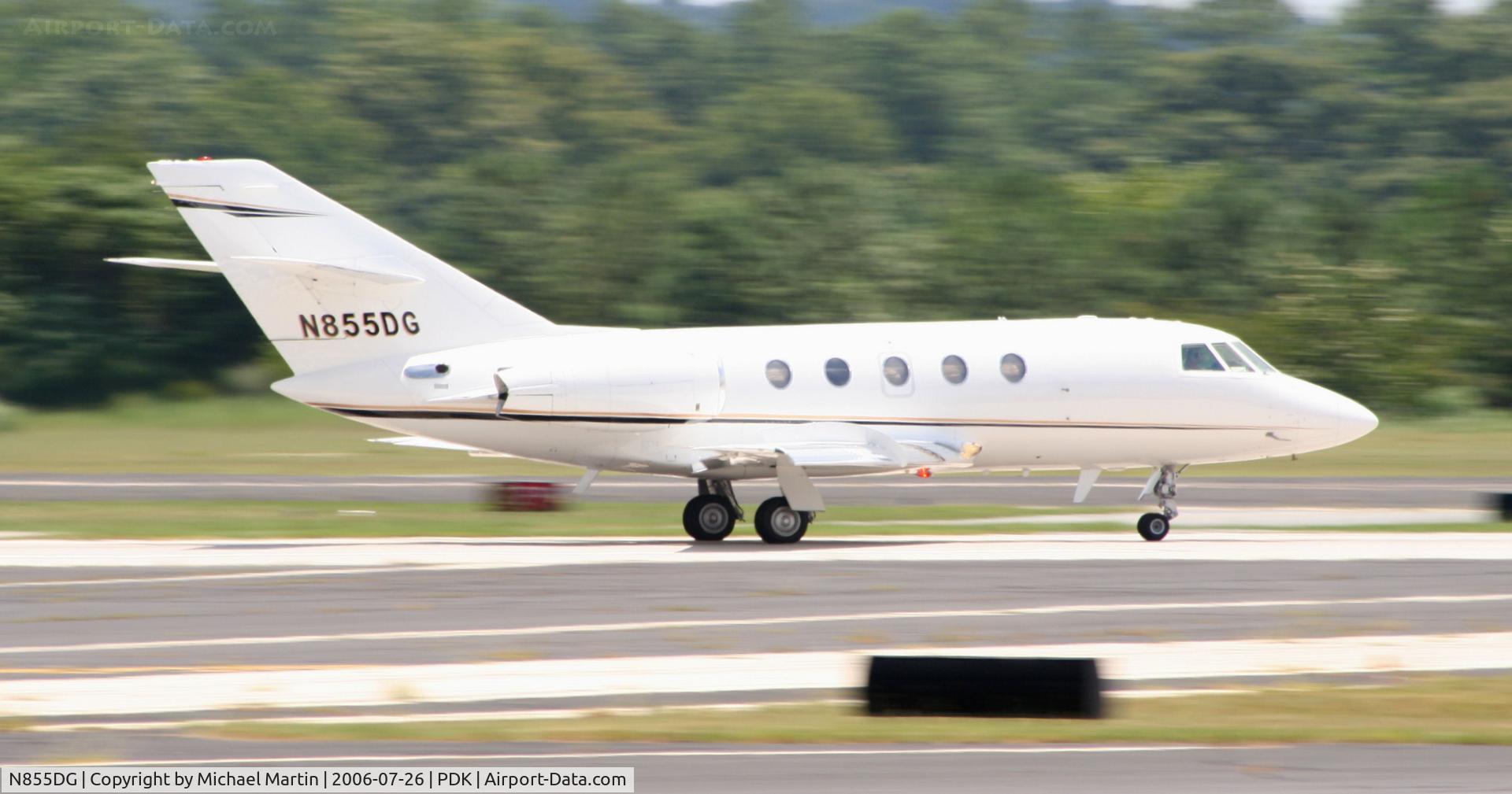 N855DG, 2006 Dassault Falcon 2000EX C/N 97, Departing 20L enroute to SUS