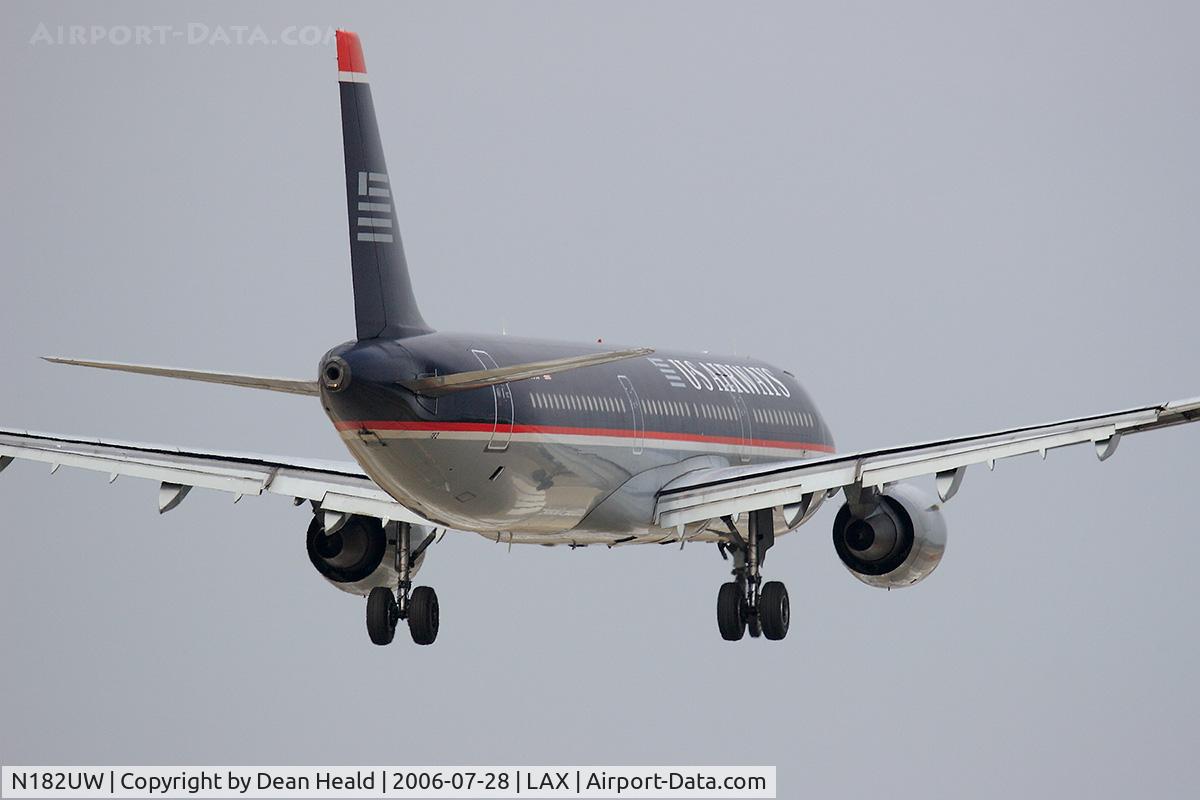 N182UW, 2001 Airbus A321-211 C/N 1536, US Airways N182UW (FLT USA35) from Charlotte Douglas Int'l (KCLT) on final approach to RWY 24R.