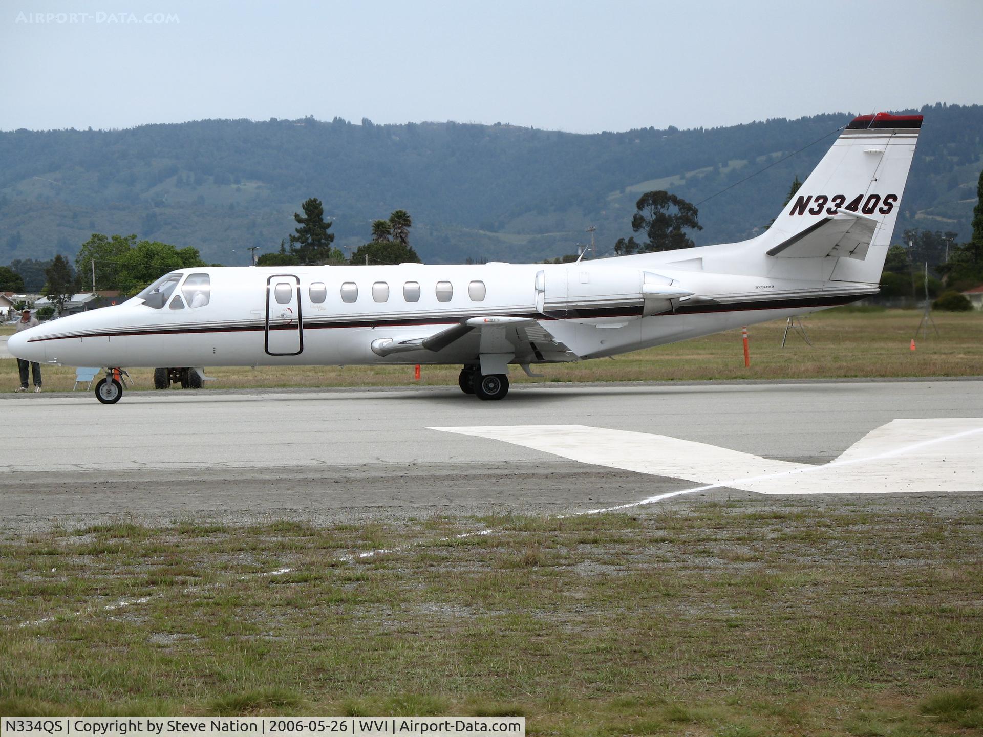 N334QS, 1997 Cessna 560 Citation Ultra C/N 560-0434, NetJets 1997 Cessna 560 spooling-up @ Watsonville Municipal Airport, CA