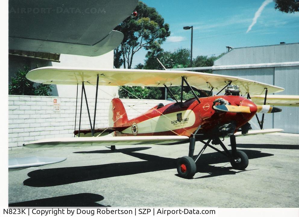 N823K, 1993 Great Lakes 2T-1A Sport Trainer C/N 1020, 1993 Al Ball's Great Lakes 2T-1AK as NC823K, Kinner R56 five cylinder radial 160 Hp, modified for fuel injection. Scanned from my undated print.