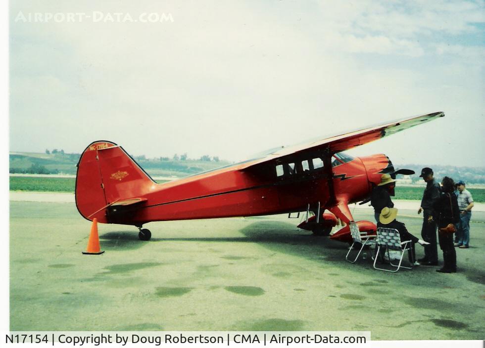 N17154, 1941 Stinson SR-9B Reliant C/N 5115, 1941 Stinson SR-9B RELIANT, Lycoming R680-6B6-D6 245 Hp, then owner seated, young lady pilot standing, in straw hats-circa 1994-5. Ex-Joe Ware aircraft.