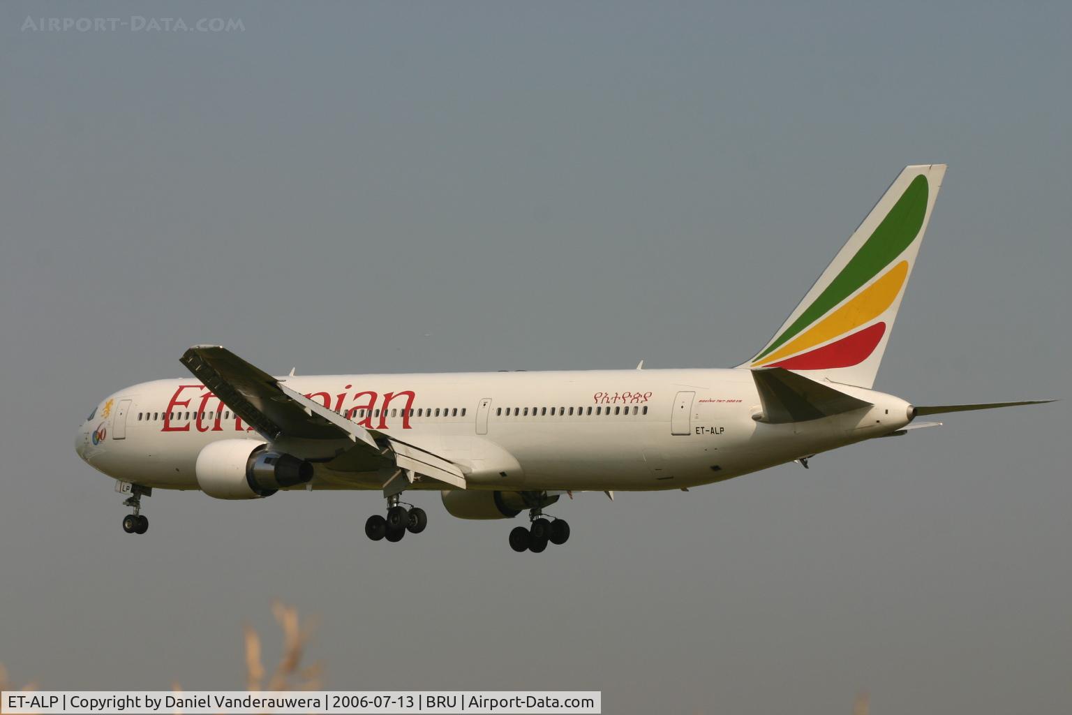 ET-ALP, 2005 Boeing 767-360/ER C/N 33769, several seconds before landing on rwy 25L
