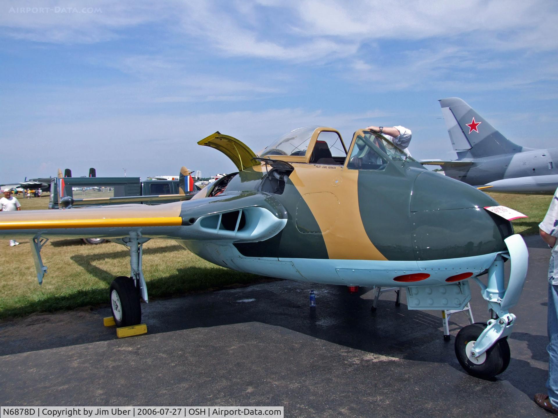 N6878D, 1947 De Havilland DH-100 Vampire F.3 C/N EEP42390, Vampire at Airventure 2006; Unfortunately, this aircraft was substantially damaged in a forced landing on June 6th, 2009 at KROC