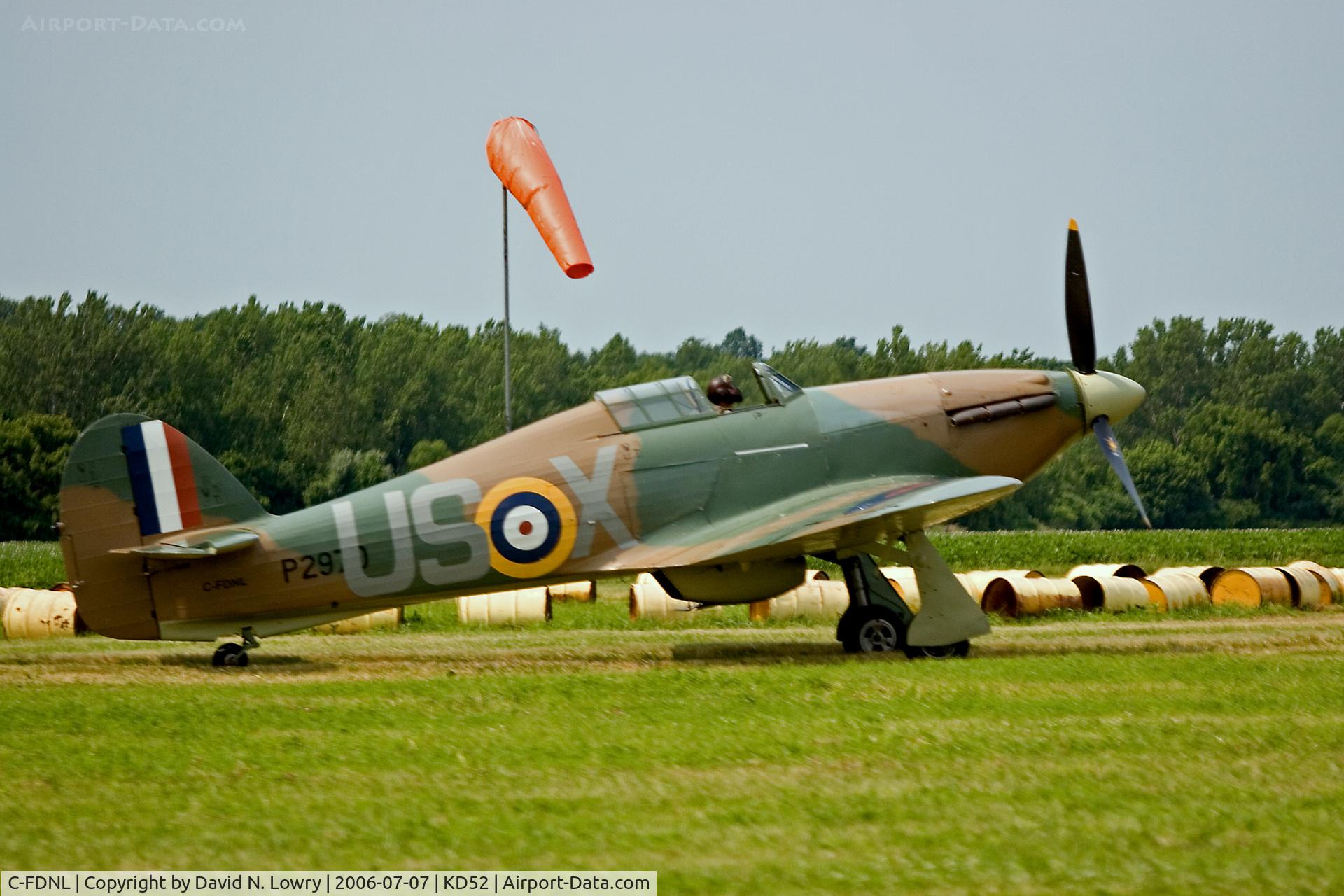 C-FDNL, 1942 Hawker (CCF) Hurricane Mk12 C/N 60372, C-FDNL at KD52.